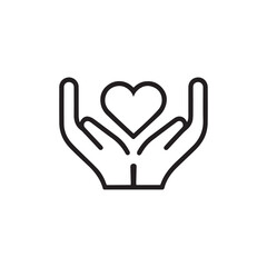 Obraz premium Hands Holding Heart Icon - Love and Care Vector Design