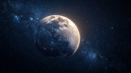 Fototapeta premium A gibbous moon in a star filled night sky