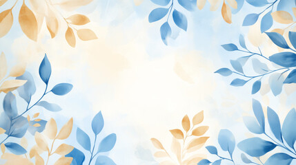 soft watercolor background with delicate floral patterns in blue and beige
