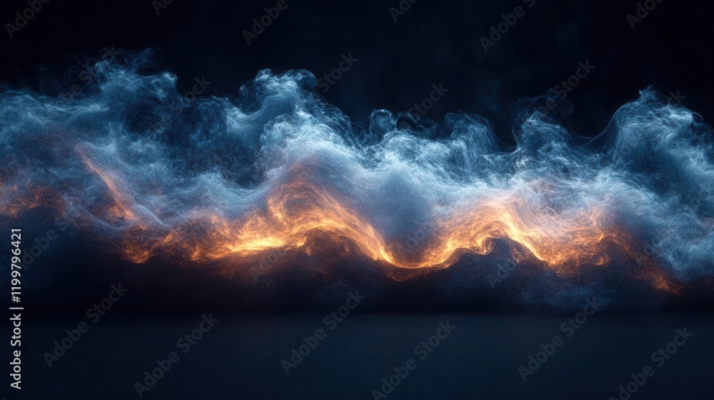 Poster a mesmerizing blend of swirling clouds and glowing light, creating a captivating and dramatic atmosp