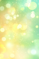 Obraz premium Soft yellow and green bokeh background with sparkling light effects