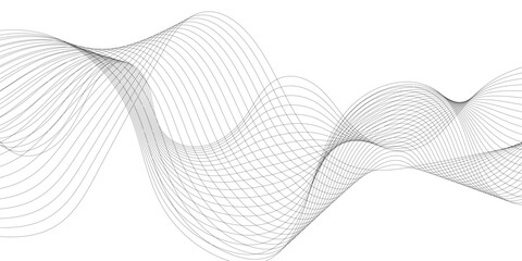 Abstract vector modern background with grey wavy lines and particles. 