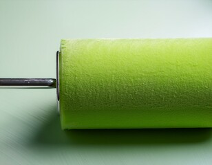 Obraz premium close up of a light green cylindrical object with a textured surface resembling a roller possibly used for painting or applying materials