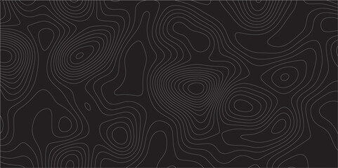 Abstract white on black background Topographic line map pattern. Contour elevation topographic and textured Background Modern design with black background with topographic wavy patted.	