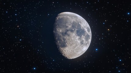 Obraz premium A Half Moon Amidst a Starry Night Sky