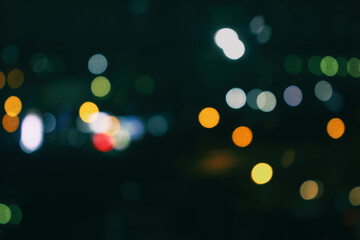 Dark night lights bokeh background