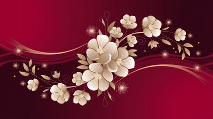 Abstract Golden Floral Background