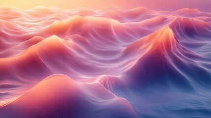 Fototapeta premium A serene landscape of soft ocean waves illuminated in pastel hues, creating a tranquil and dreamy atmosphere.