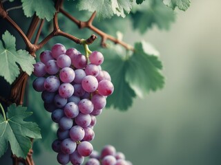 Delicious ripe grapes nestled among lush green leaves and vines in nature s bounty