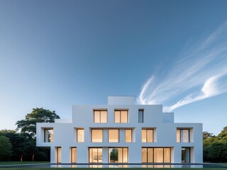 a large modern house with a lot of windows.