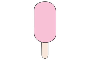 Continuous single line drawing of ice cream Hand drawn vector illustration white background on black isolated