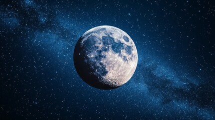 Fototapeta premium Crescent Moon Against Starry Night Sky Background