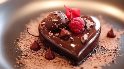 a heart made of chocolate desert