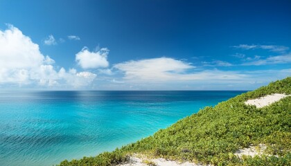 scenic view of sea against blue sky during summer