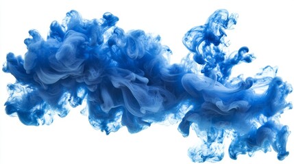Obraz premium Blue Ink Paint Poured into Water Isolated