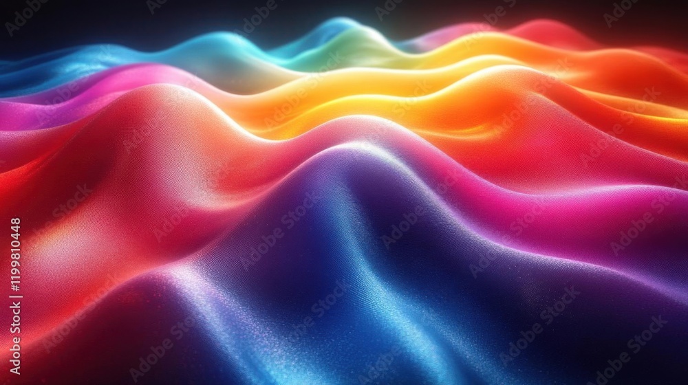 Poster a vibrant, abstract representation of colorful waves, showcasing smooth gradients and a dynamic flow