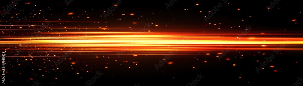 Poster dynamic abstract background with glowing orange light streaks and sparkles for creative projects, di