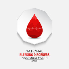 Fototapeta premium National Bleeding Disorders awareness month of March is dedicated to raising awareness about bleeding disorders such as hemophilia. Love with stethoscope Vector illustration of background.