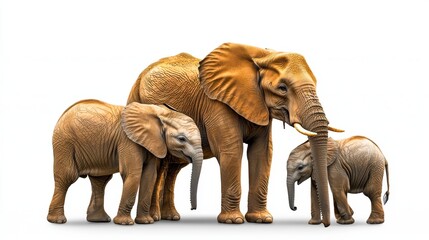 Obraz premium African Elephant Family Portrait: Mother, Calf, and Baby
