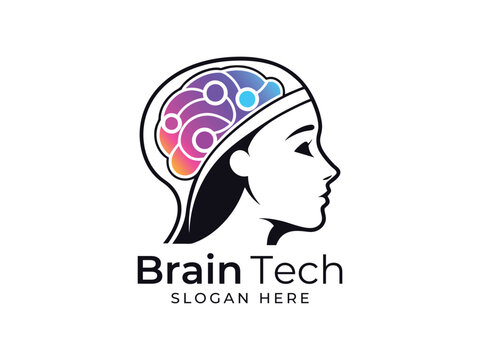 Intelligence tech logo, brain tech logo, icon, symbol, Creative logo template for artificial intelligence branding, neural networks, innovative solutions, smart technology, human, vector illustration