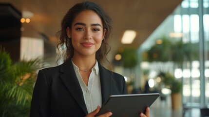 Fototapeta premium latin woman secretary smiling at the camera