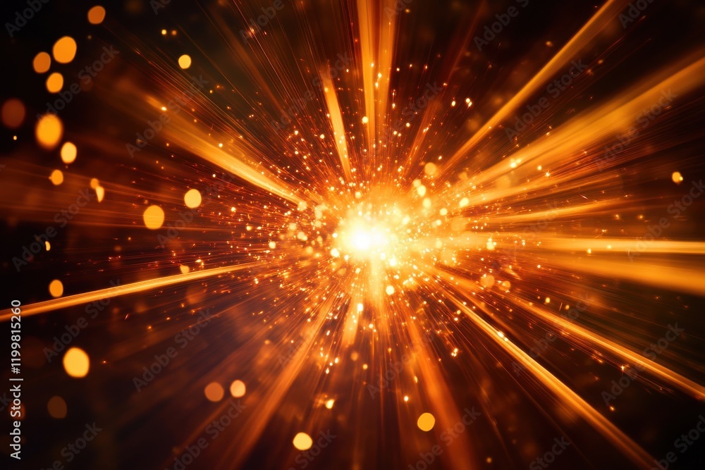 Poster captivating bokeh light patterns with stunning starburst effect on a dark background. perfect for ce