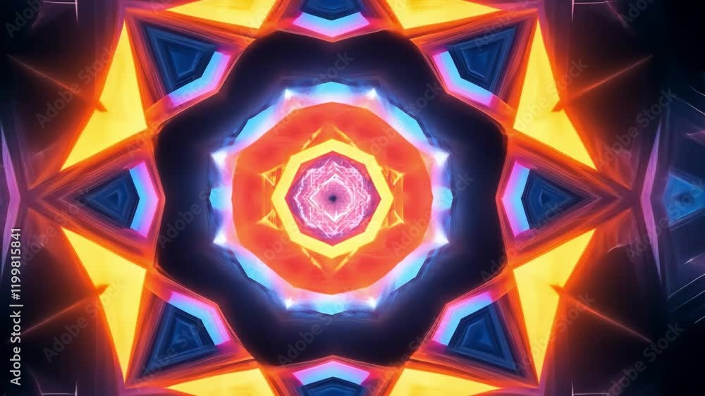 Poster neon kaleidoscope: a mesmerizing kaleidoscope of vibrant neon lights swirls in an intricate pattern,