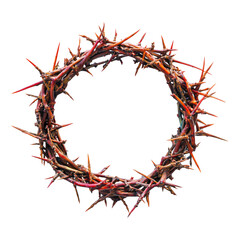 Obraz premium Crown of thorns resurrected Jesus suffering trials savior isolated on transparent background