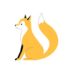 Sitting Fox In Flat Vector Illustration Symbolizing Wildlife, Nature, And Animal Conservation, Isolated On White Background