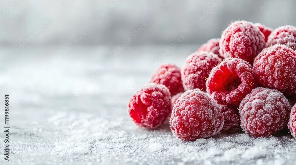 Poster isolated of fresh raspberries with their textured exterior forming a small pile on a seamless white 
