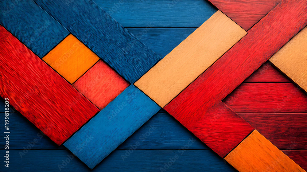 Poster colorful geometric wooden patterns create a vibrant abstract background