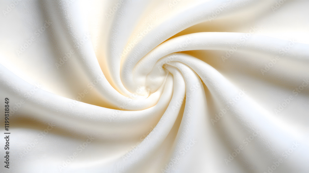 Poster soft white fabric swirling in a spiral pattern, highlighting its texture and smoothness