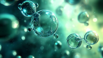 Microscopic Bubbles Abstract Teal Green Fluid