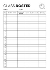 Class Roster Planner Pink in Simple Modern Style