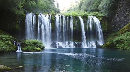 Natural Waterfall Scene &ndash; Forest Stream Beauty