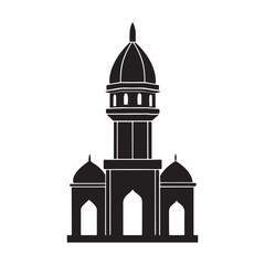 Minar silhouette, black and white silhouette, vector and illustration