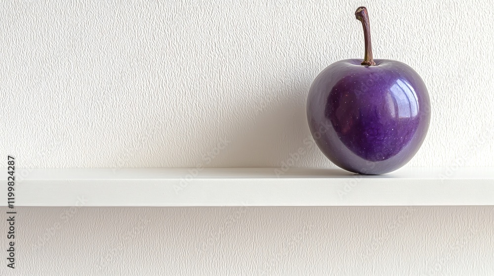 Aufkleber Isolated of a single purple grape with a glossy surface displayed on a clean white background Stock Photo with side copy space