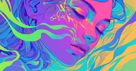 Naklejka premium Abstract Girl's Face