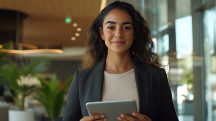 Fototapeta premium latin woman secretary smiling at the camera