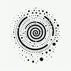 A single spiral with multiple dots scattered inside