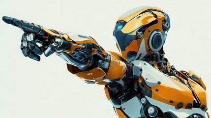 Pointing Robot Illustration on Transparent