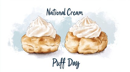 National Cream Puff Day Delicious cream puffs with whipped topping celebrating national cream puff day