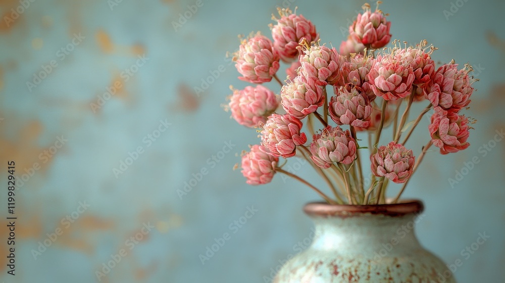 Aufkleber elegant botanicals in a rustic vase interior setting high-resolution textures soft color palette
