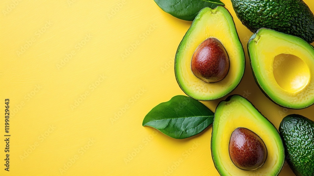 Poster Isolated of a single ripe avocado with its dark green bumpy skin displayed on a white background Stock Photo with side copy space