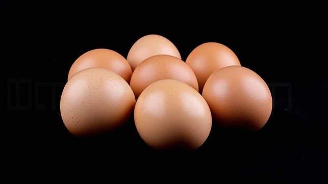 National Don't Put all your Eggs in One Omelet Day Fresh brown eggs arranged in a circle on black background