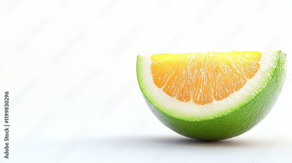 Poster isolated of halved avocado showing the creamy interior and large seed placed neatly against white st
