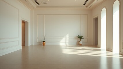 Fototapeta premium Empty Neutral Room Mockup - AI Photorealistic Scene
