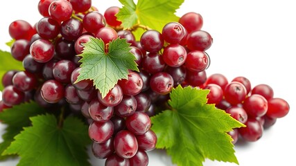 Fototapeta premium Fresh Red Grapes & Leaf - Isolated Studio Shot