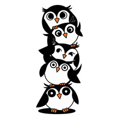 Owls vector with cartoon three owls colorful vector