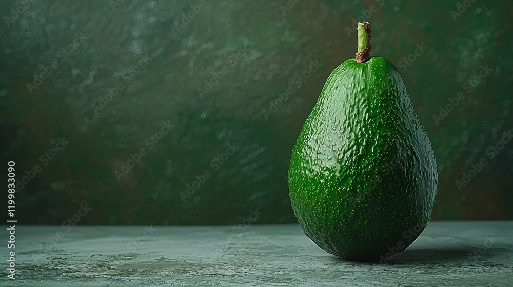 Poster isolated of a perfectly ripened avocado with vibrant green highlights on its textured skin displayed